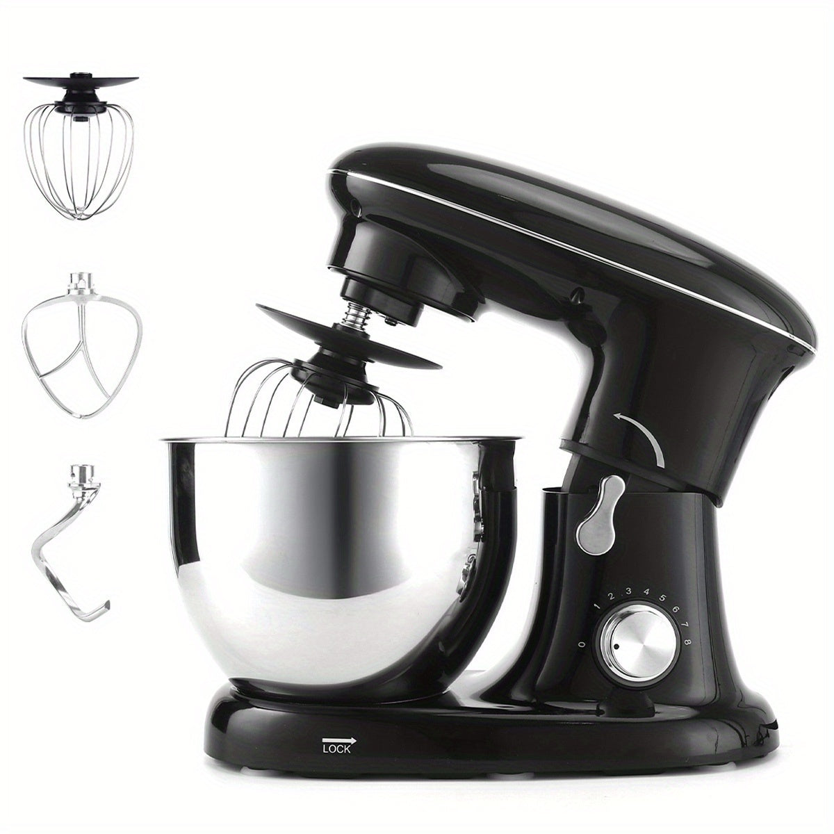 Keukenmixer – Mengmachine – Bakmixer – Deegkneder – Standmixer – 1400W Krachtige Motor – 4,5 Liter RVS Mengkom – Zwart