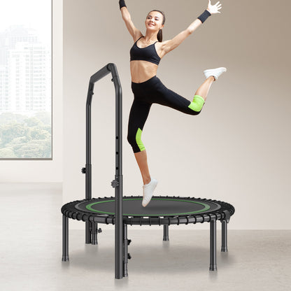 Mini Trampoline – Fitness Trampoline – Springkussen – Rebounder – Opvouwbare Trampoline 40 inch – Verstelbare Handgreep – Stevig Stalen Frame