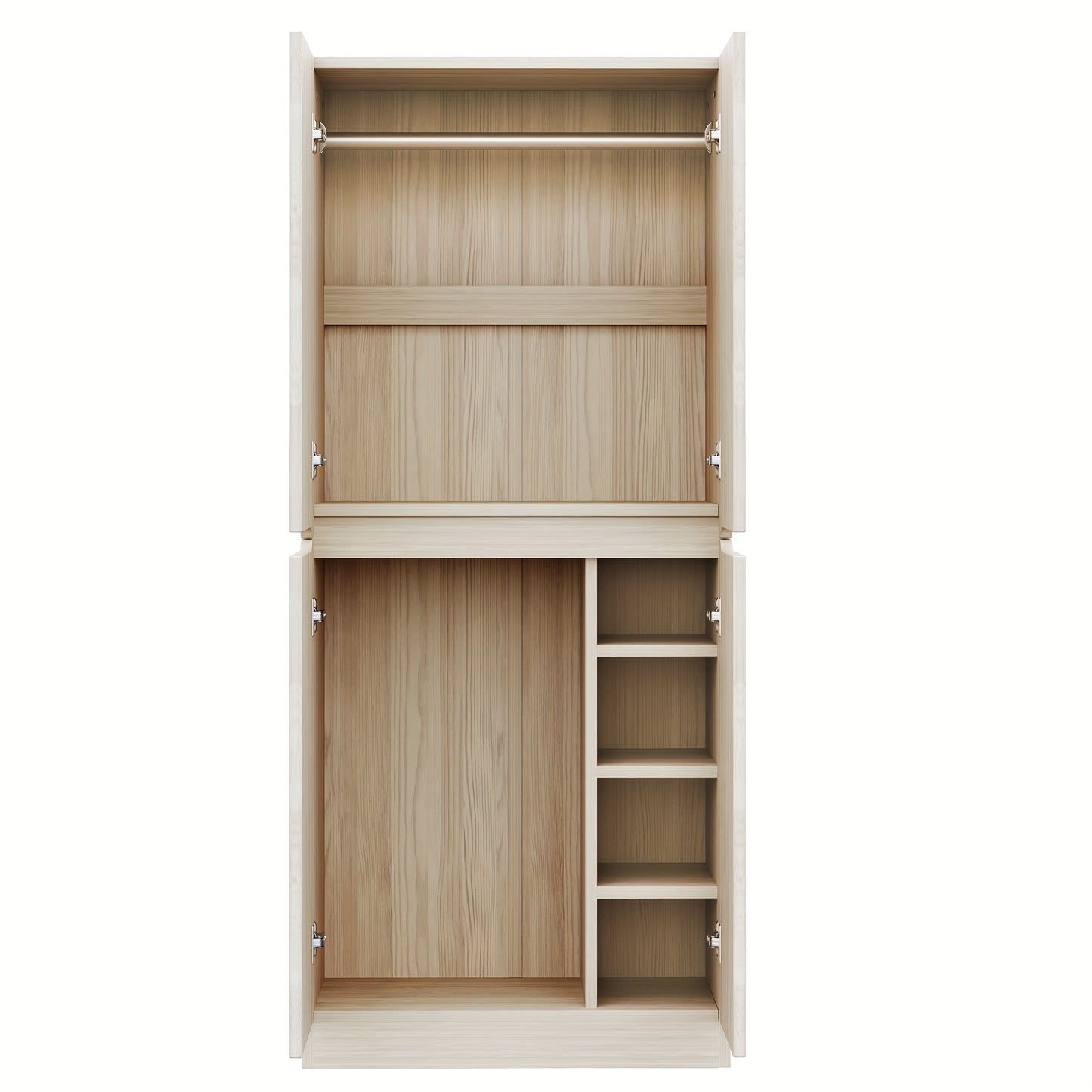 Opbergkast Hal – Opbergmeubel Entree – Schoenenkast – Kast Met Vakken – Slanke Halmeubel – Natuurlijk Bamboe – 70x40x170 cm – Dubbeldeurs Design