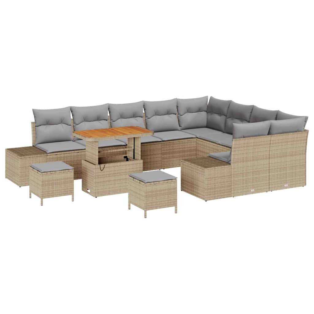 Tuinbank – Buitenbank – Loungeset – Tuinmeubel – Balkonbank – Ruimte voor 5 Personen – Weerbestendig Poly Rattan Met Staal - Beige/Lichtgrijs