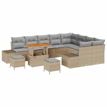 Tuinbank – Buitenbank – Loungeset – Tuinmeubel – Balkonbank – Ruimte voor 5 Personen – Weerbestendig Poly Rattan Met Staal - Beige/Lichtgrijs