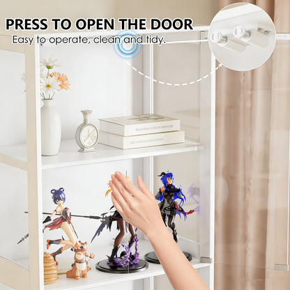 Four-layer Glass Display Case | Each Layer Can Bear 25 Kg, Modern Multi-purpose Dustproof Display Case, Suitable For Living Rooms, Studies, Bedrooms, Etc., White