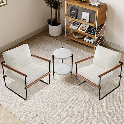 Fauteuil – Accentstoel – Relaxstoel – Loungefauteuil – Zetel – Stevig Metalen Frame – Zachte Sponsvulling – Compact 60x60x80 cm – Hout & Multiplex