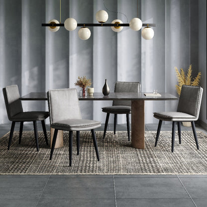 Eetkamer Stoel – Keukenstoel – Cafestoel – Restaurant Stoel – Moderne Zwarte PU Leren Zitting – Dubbel Gevloerde Kussen – Metalen Frame – Comfortabele Zitting