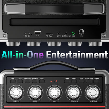 Draagbare Karaoke Machine – Karaoke Set – Wifi Microfoon – Bluetooth Speaker – Zanginstallatie – Met 2 Draadloze Microfoons – RGB Muziekverlichting – Hi-Fi Geluid & Lange Batterijduur