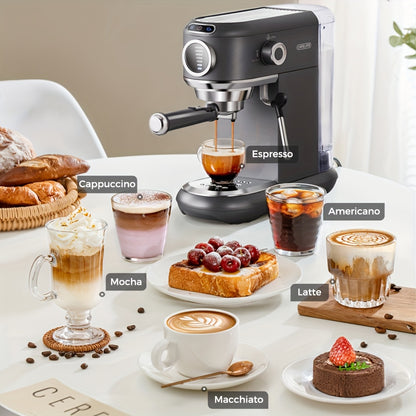 Espressomachine – Koffiezetapparaat – Cappuccinomaker – Koffiepadmachine – Melkopschuimer – 7-Traps Waterniveau – PID Temperatuurregeling