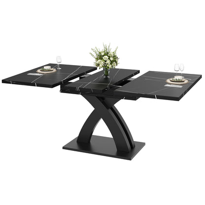 Eettafel – Uitklaptafel – Keukentafel – Tafel – Uitschuifbare Tafel – Mat Zwart – Moderne Ruimtebesparende Ontwerp – Geschikt Voor 6 Personen – Duurzaam Niet-Houten Materiaal