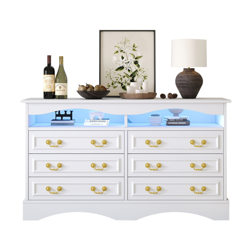 Opbergkast – Ladenkast – Sideboard – Dressoir – Kast Wit – Modern Design – 6 Laden – 120 cm Breedte