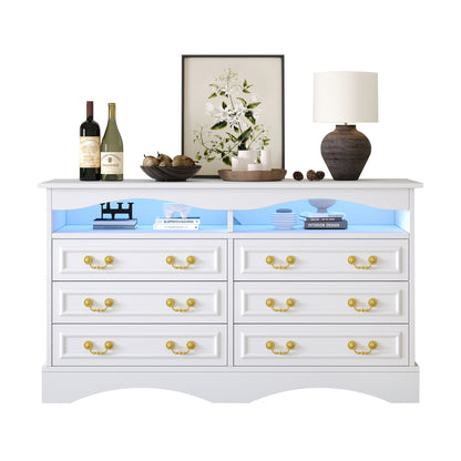 Opbergkast – Ladenkast – Sideboard – Dressoir – Kast Wit – Modern Design – 6 Laden – 120 cm Breedte