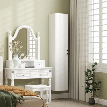 Modern White Wall-Mounted Bathroom Shelf Cabinet with 6 Shelves - Space-Saving MDF Storage Unit, Painted, Easy Installation (No Metal), Independent Design for Bathrooms - Ideal for Towels, Toiletries & Organization