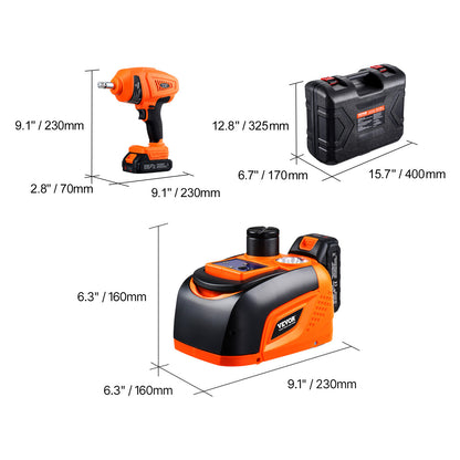 Elektrische Krik – Auto Krik – Bandenkrik – Hydraulische Krik – Draagbare Krik – Draadloos Met 5 Ton Hefkracht – 400 Nm Elektrische Moersleutel – Oranje Variant