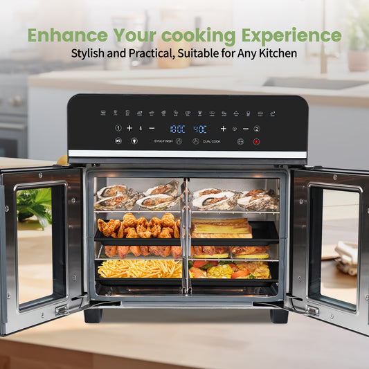 Airfryer – Heteluchtfriteuse – Mini Oven – Gezond Frituren – Digitale Air Fryer – XXL 23L Capaciteit – Dual Zone 2200W Met LED Touchscreen – 15 Programmatuur Met Receptenboek