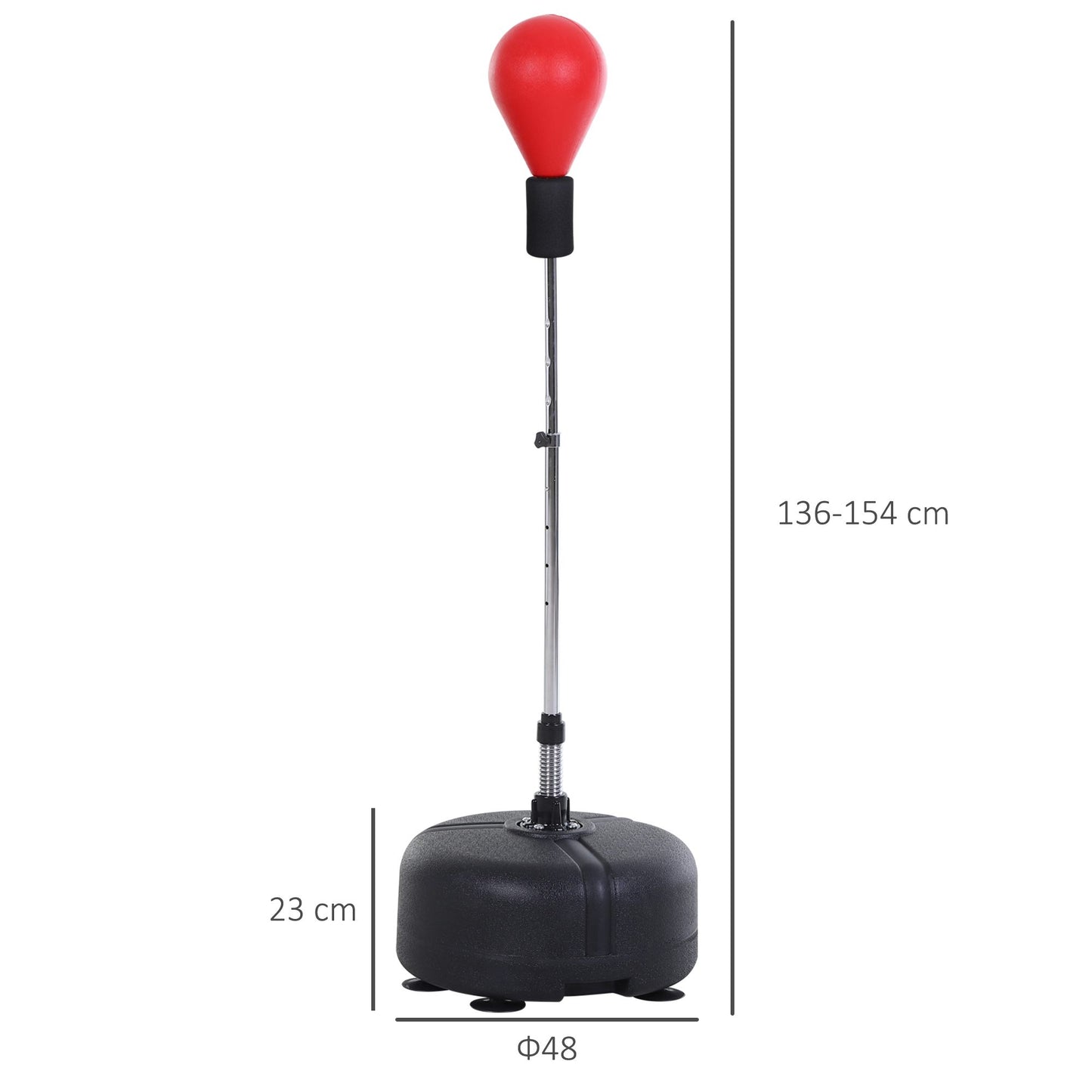 Punching Ball Set – Bokszak – Bokstraining Set – Stootbal – Bokshandschoenen Set – Verstelbare Hoogte 136-154 cm – Duurzaam IJzer Frame – Zwart Rood