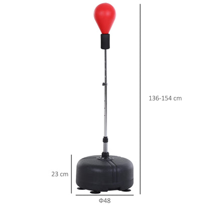 Punching Ball Set – Bokszak – Bokstraining Set – Stootbal – Bokshandschoenen Set – Verstelbare Hoogte 136-154 cm – Duurzaam IJzer Frame – Zwart Rood