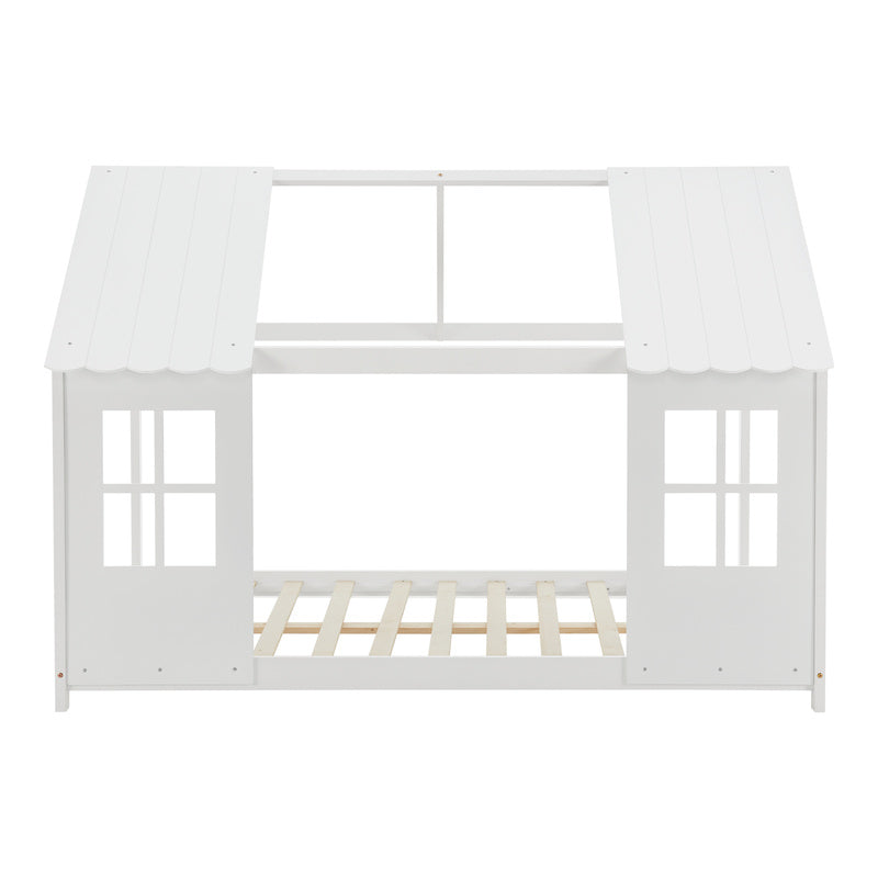 Kinderbed – Kinderbedden – Kinderbed met Huisje – Kinderbed Semi-Open – Kinderbed Massief Grenenhout – Mintgroen/Wit – 120x200 cm – Duurzaam Materiaal – Sfeervol Huis ontwerp
