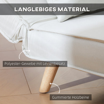 Slaapbank – 2-in-1 Slaapstoel – Bedbank – Loungestoel – Fauteuil – Verstelbare Rugleuning – Compact Formaat 94x78x80 cm – Scandinavisch Design Creme