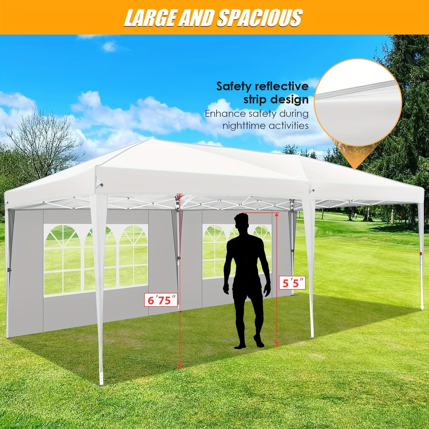 Partytent – Opvouwbare Tent – Feesttent – Buiten Tent – Luifel – 3×6 Meter – Eenvoudig Opzetten – Stevige Constructie