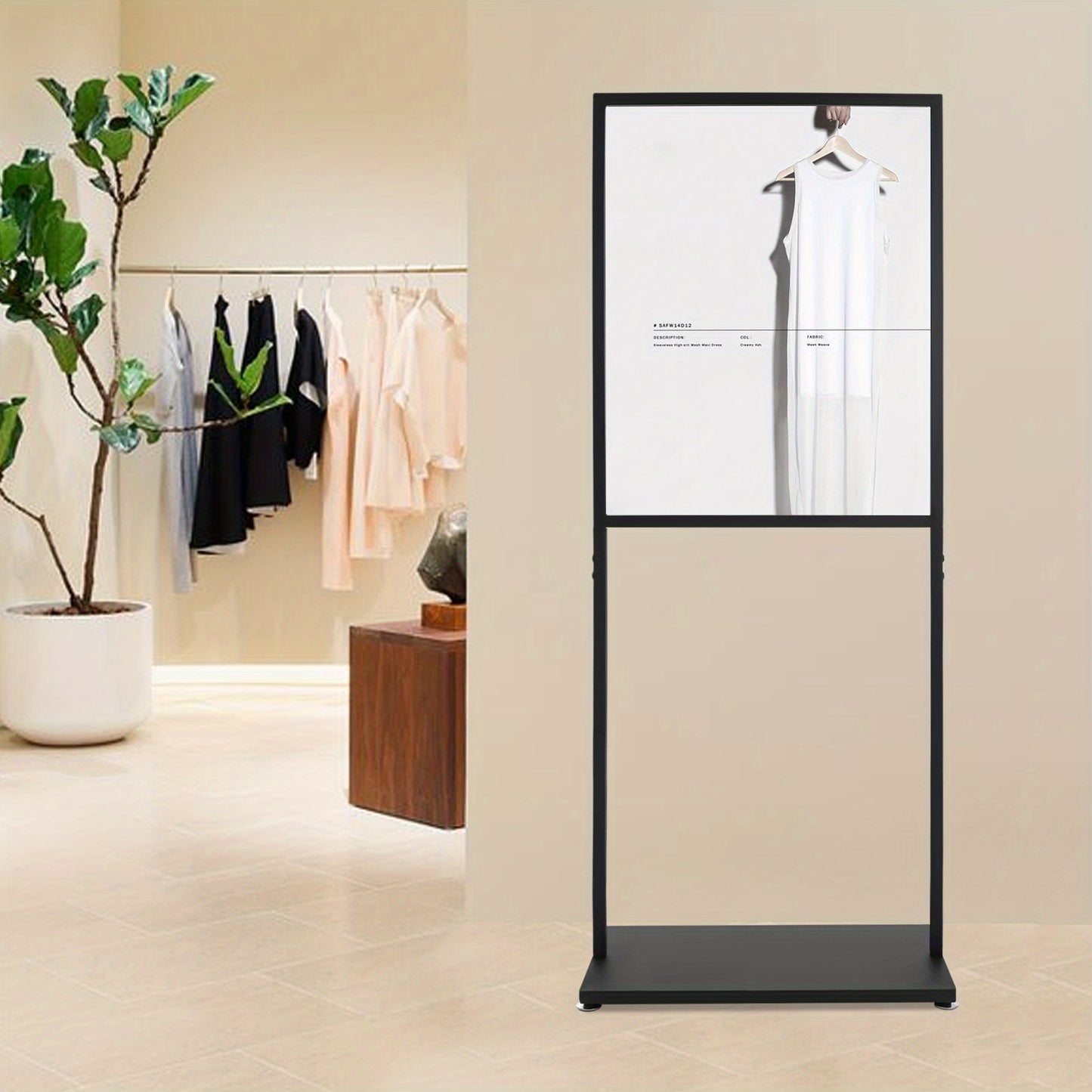 Posterstandaard – Posterhouder – Reclamebord – Displaystandaard – Presentatiestandaard – Zwart – Metalen Frame – Verstelbare Vloerplaten – Draagvermogen 13,6 kg