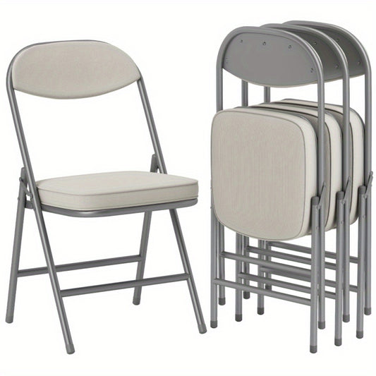 Campingstoel – Vouwstoel – Klapstoel – Kampeerstoel – Opvouwbare Stoel – Set van 4 – Met Gevoerde Rugleuning – Met Stalen Frame tot 120 kg