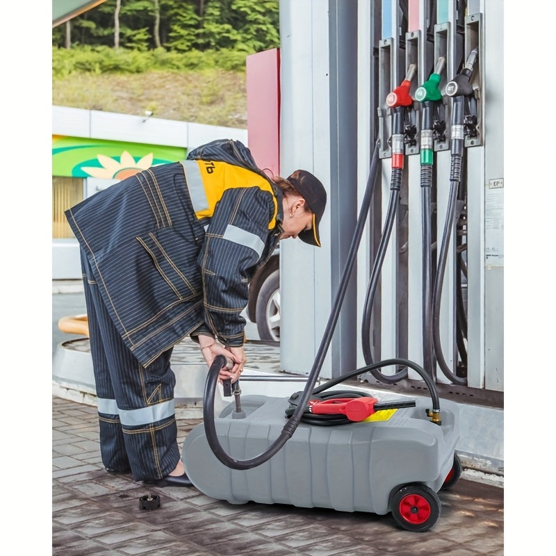 Brandstoftank – Benzinetank – Dieselcontainer – Brandstofcontainer – Mobiele Tank – 56,78 Liter Inhoud – Stevige Wielen Met Siphonpomp – Grijs