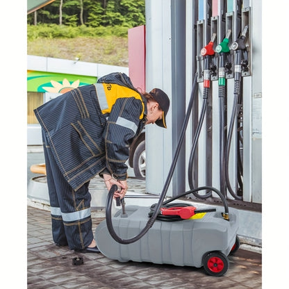 Brandstoftank – Benzinetank – Dieselcontainer – Brandstofcontainer – Mobiele Tank – 56,78 Liter Inhoud – Stevige Wielen Met Siphonpomp – Grijs