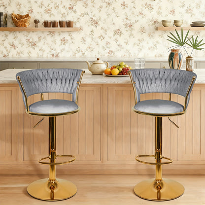 Barstoel – Barkruk – Barstoelen – Kruk – Keukenstoel – Set Van 2 – Verstelbare Hoogte – Gouden Metalen Poten