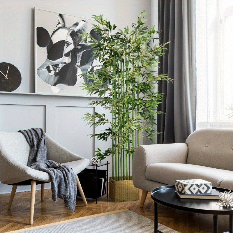Bamboeplant – Kunstplant – Kamerplant – Sierplant – Tuinplant – 180 cm Hoog – Dennenhouten Pot – Realistisch & Onderhoudsvriendelijk