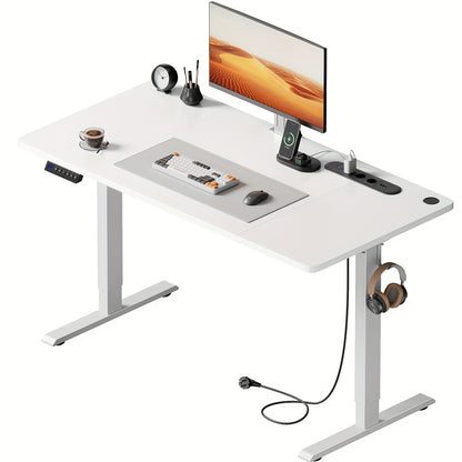 HLDIRECT Electric Desk With Adjustable Height, USB Charging Port, And Power Outlet, Adjustable Computer Desk With 3-function Memory