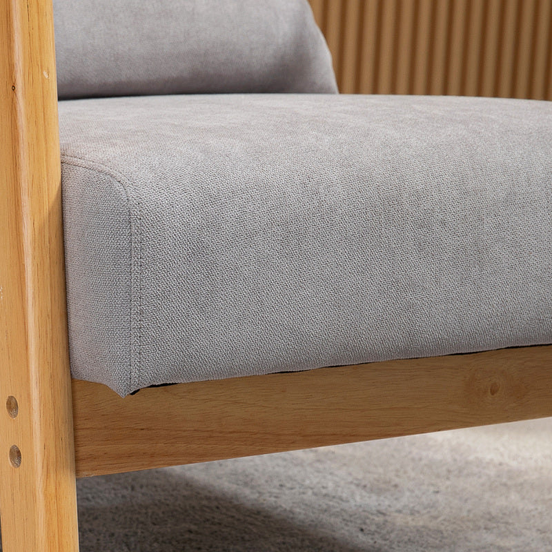 Lounge Chair – Fauteuil – Relaxstoel – Leunstoel – Grijze Velours Lounge Chair – Houten Frame – Ergonomisch Lendenkussen