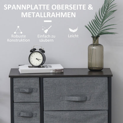 Opbergkast – Opbergmeubel – Opbergkastje – Ladekast – Opbergrek – Modern Grijs – 7 Inklapbare Lades – Metaal en Stof – Compact 63,5x30x71 cm – Ruimtebesparend