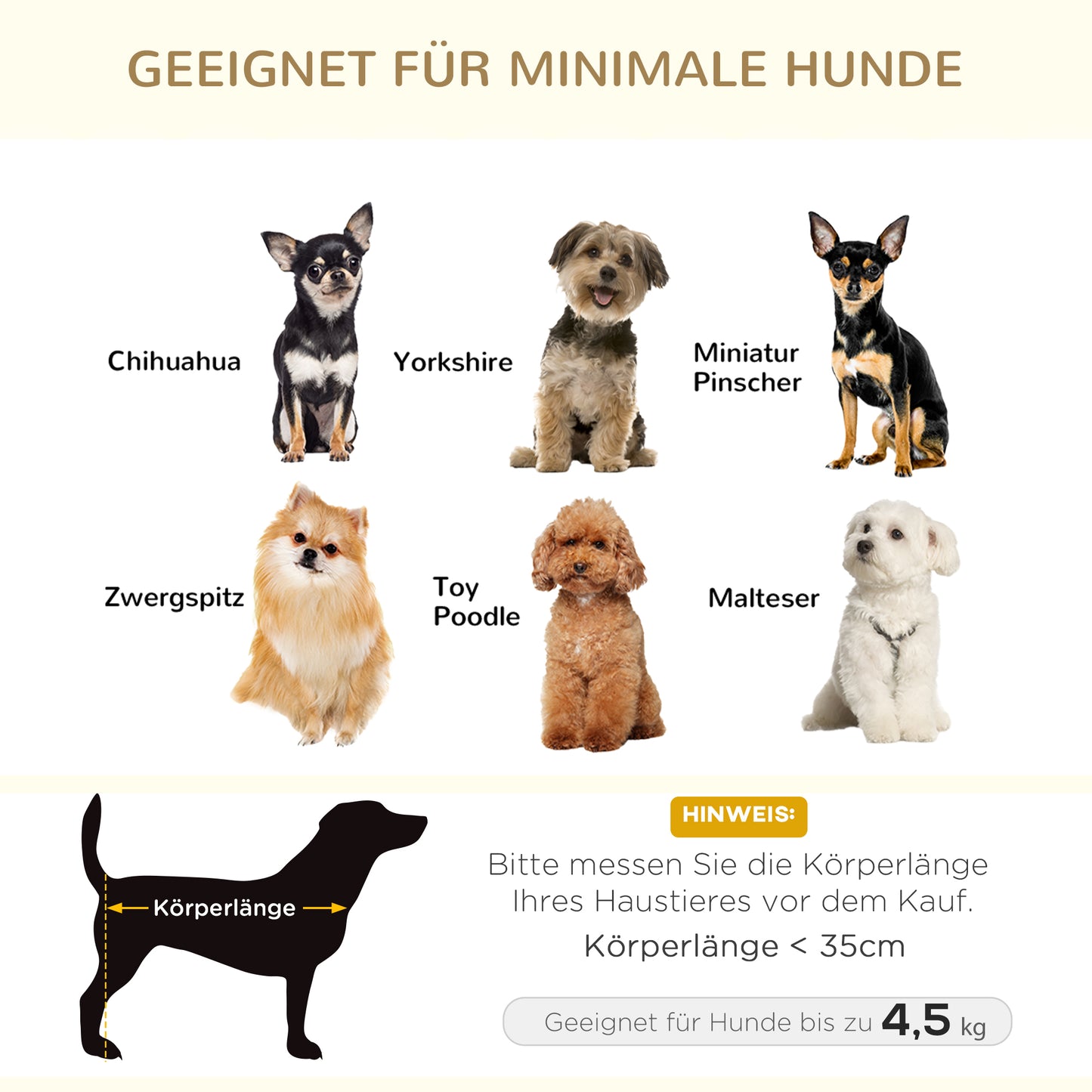 Hondenbed – Hondenmand – Hondenkussen – Huisdierenbed – Kattenbed – Pluche Kussen – Stevig Dennenhouten Frame – 70 x 47 x 30 cm – Crème Wit