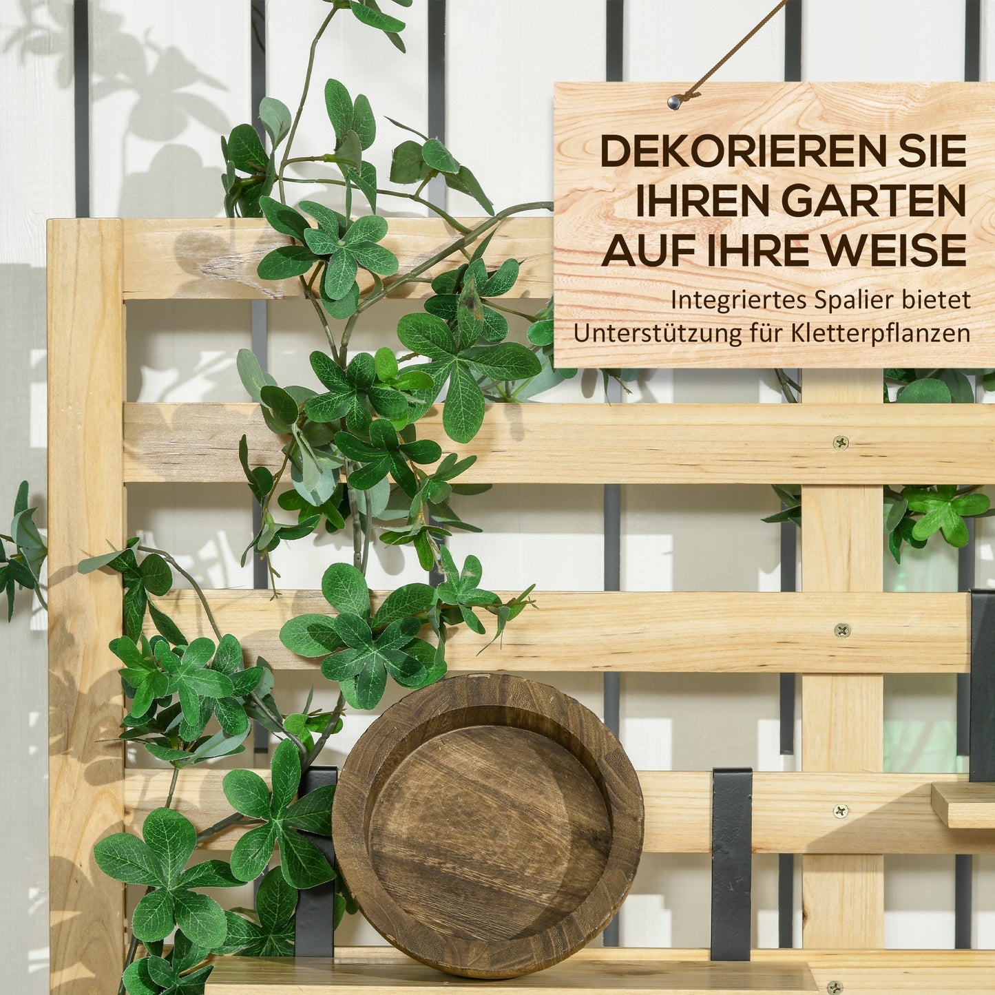 Tuinkist – Tuinopbergbox – Kussenbox – Opbergbox – Tuinberging – Houten Opbergbox – Weerbestendig – Inclusief Klimrek en Verstelbare Planken – 80x45x160 cm – Massief Dennenhout