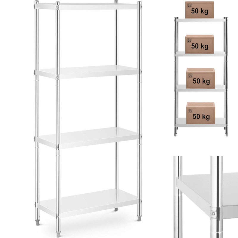 Stellingkast – Opbergrek – Magazijnrek – Opbergkast – Legbordstelling – Roestvrij Staal – 80x40x180 cm – 200 kg Draagkracht