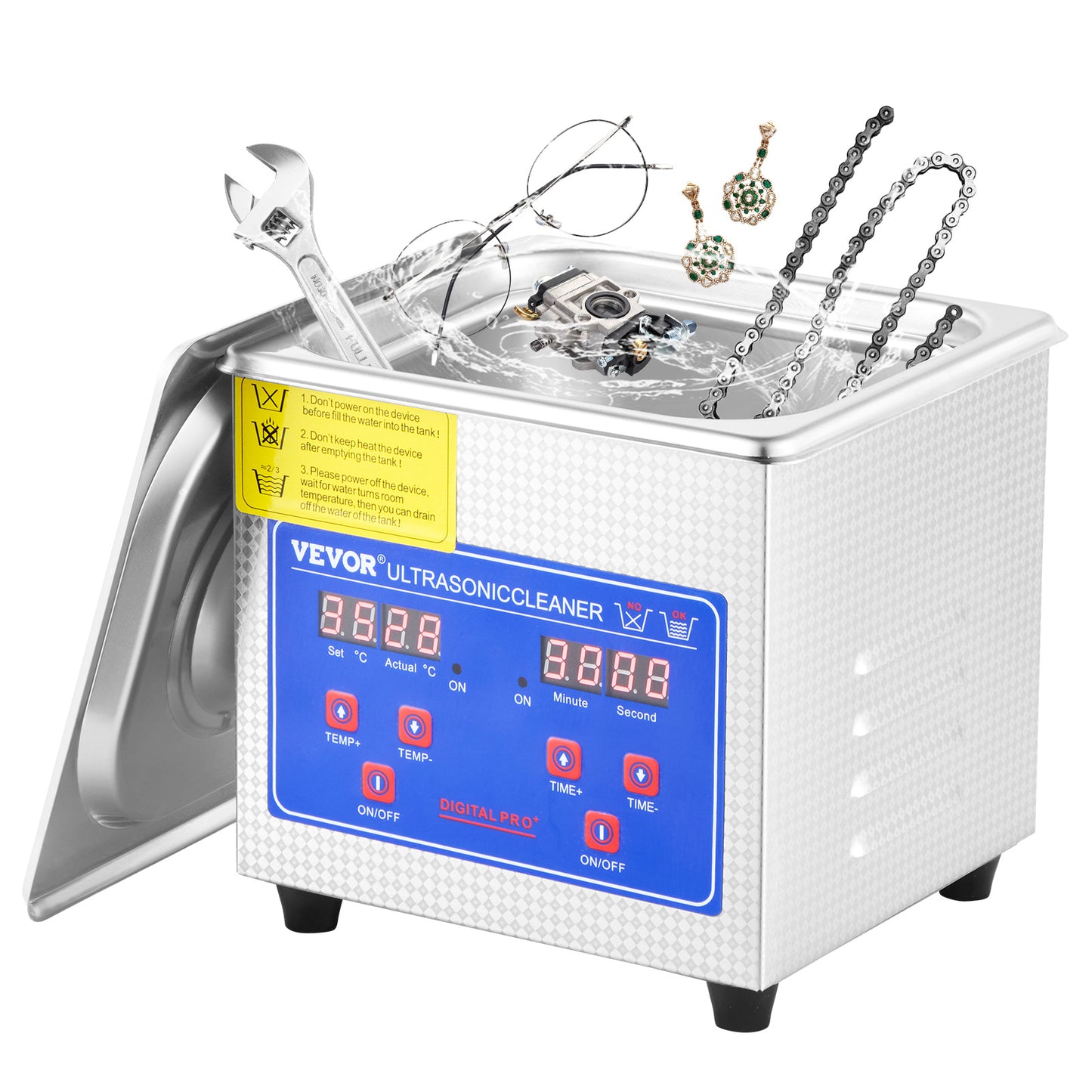 Ultrasone Reinigingsmachine – Ultrasoon Cleaner – Sieraden Reiniger – RVS Reinigingsapparaat – Digitale Timer – 15 Liter Inhoud – Roestvrij Staal & Verwarming