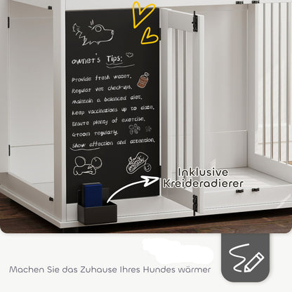 Hondenbench – Hondenkooi – Hondenhok – Hondenbench Met Opbergruimte – Grote Honden – Wit – Ruim En Stevig Ontwerp – Inclusief Krijtbord En Haken