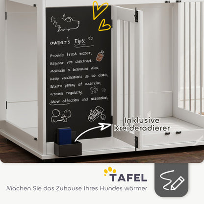 Hondenbench – Hondenkooi – Hondenhok – Doggy Kennel – Hondenren – Grote Hond Tot 30 kg – Opbergplank Met Speelplek – Wit