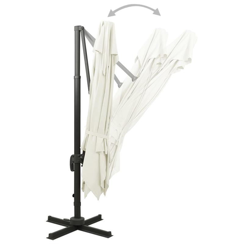 Dubbele Dak Parasol – Tuinparasol – Zandkleurige Parasol – Buitenparasol – Aluminium Frame – 300x300 Cm – Draaibaar En Kantelbaar