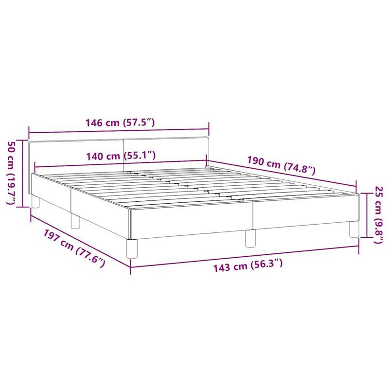 Bedframe – Bedbodem – Bedbank – Ledikant – Slaapbank – Zwart – 140x190 cm – Kunstleer