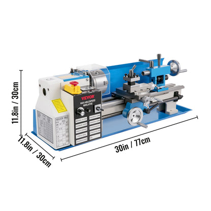 Metaaldraaibank – Mini Draaibank – Metalen Draaibank – Precisiedraaibank – Tafel Draaibank – 550W Motor – Variabele Snelheid 50-2250 RPM - Blauw
