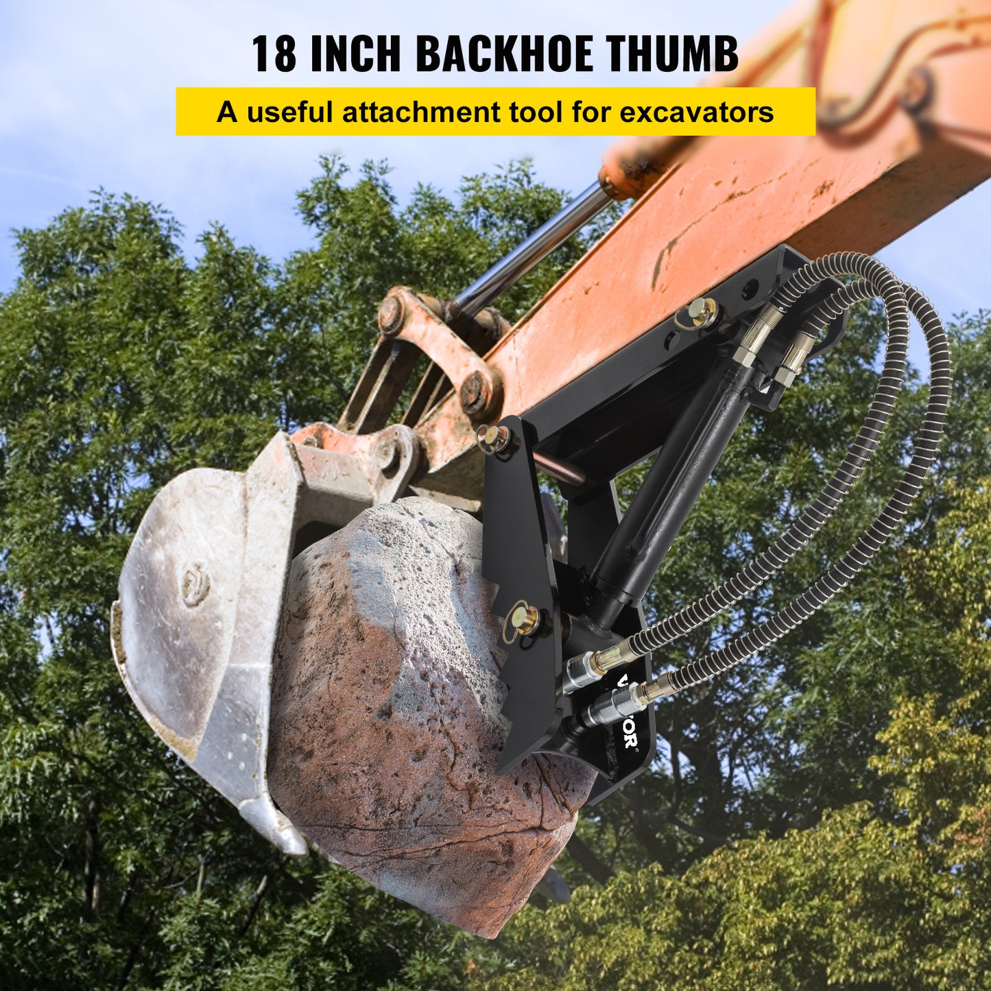 Graafmachine Greep – Graafmachine Steelvinger – Hydraulische Greep – Graaflaars – Excavator Thumb – 18 Inch Lengte – Sterk Gehard Staal