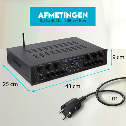 Audioversterker – Versterker – PA Versterker – Bluetooth Versterker – Stereo Versterker – 600 Watt Vermogen – Draadloze Bluetooth Connectie