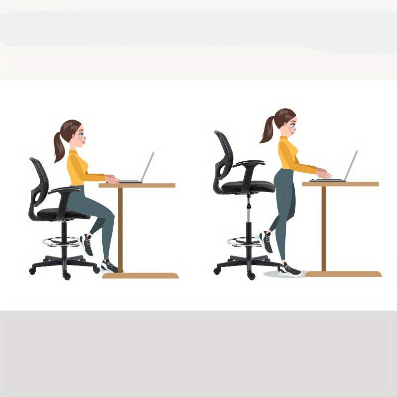 Ergonomische Bureaustoel – Bureaustoel Met Voetensteun – Draaibare Werkstoel – Verstelbare Stoel – Kantoorstoel Zwart – 360° Draaibaar – Verstelbare Hoogte 110-132 cm