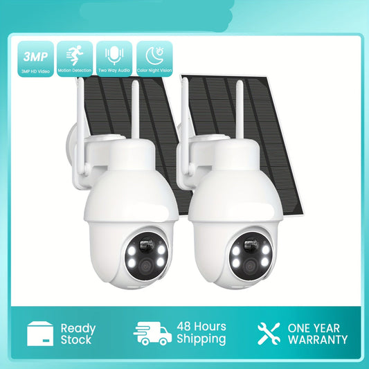 Beveiligingscamera – Solar Camera – Nachtzicht Camera – 360° Camera – 3MP HD – Zonne- En Usb-Oplaadbaar – Bewegingsmelder Met Tweewegscommunicatie