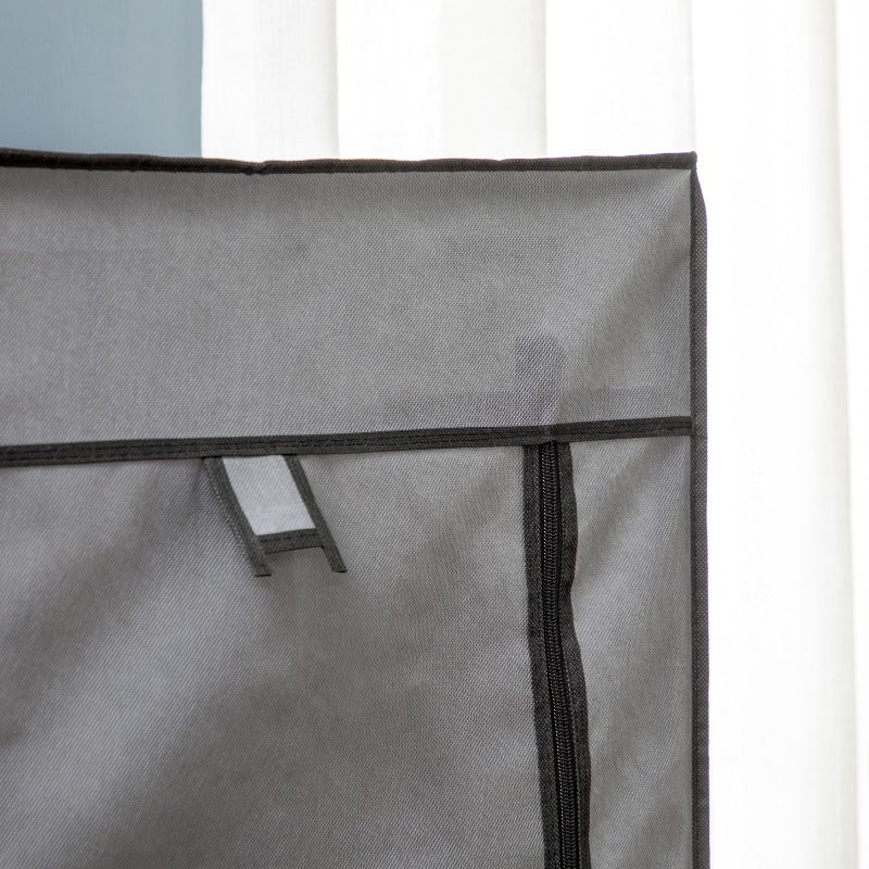 Draagbare Opvouwbare Kledingkast – Zelfstanding Kast – Garderobekast – Kledingrek – Opbergkast – Zwarte Non-Woven Stof – Ruime Opbergruimte 125x43x163 cm