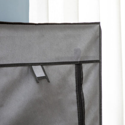 Draagbare Opvouwbare Kledingkast – Zelfstanding Kast – Garderobekast – Kledingrek – Opbergkast – Zwarte Non-Woven Stof – Ruime Opbergruimte 125x43x163 cm