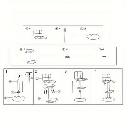Barstoel – Barkruk – Barstoelen – Keukenstoel – Barkrukken – Set van 2 – Verstelbare Zithoogte 55-75 cm – 360° Draaibaar Met Stalen Frame En Kunstleren Bekleding