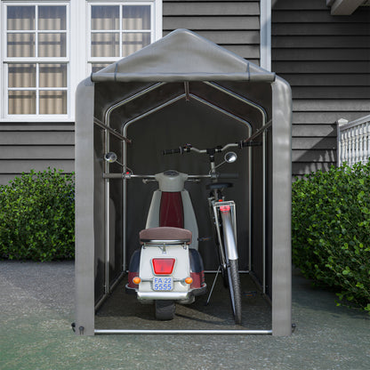 Fietsenstalling Tent – Opslag Schuur – Buitenopslag – Garage Tent – Tuinschuur – Donkergrijs – Ventilatieraam – Inclusief Vloermat 187x100x160cm