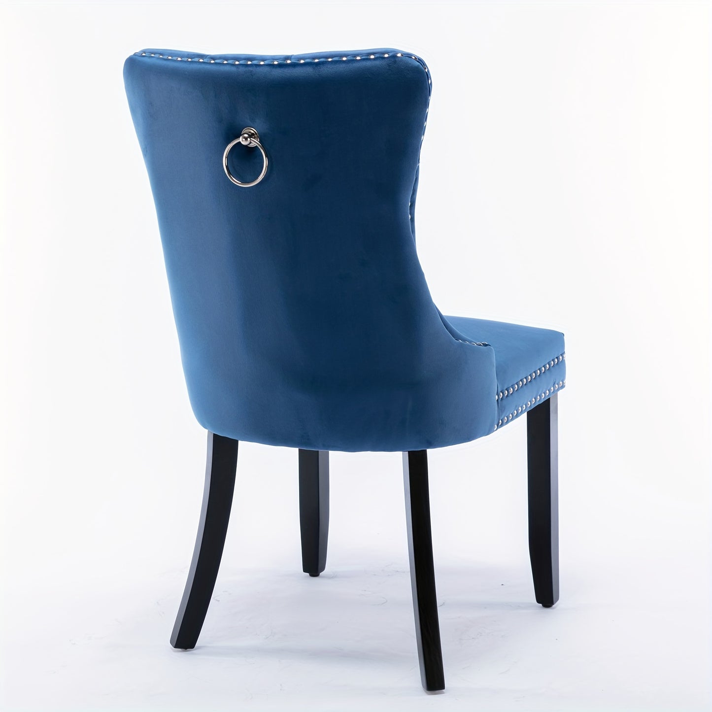Set of 2 Modern Luxury Tufted Blue Velvet Dining Chairs with Solid Wood Legs & Nailhead Trim - Plush Upholstered Seats, Sturdy Legs, Easy-Clean Fabric, Rich Blue Tones for Elegant Dining Room, Living Room, or Office - Solid W