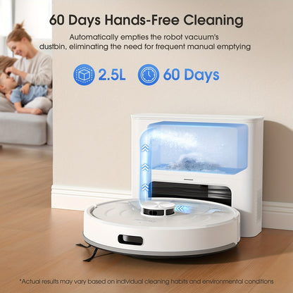 Robotstofzuiger – Robotstofzuiger En Mop – Dweilrobot – Reinigingsrobot – Zelfledigende Robotstofzuiger – 5500Pa Zuigkracht – 2,5L Zelf Ledigingsstation Voor 60 Dagen