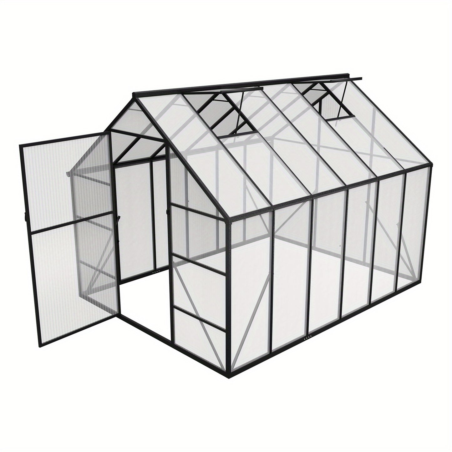 Aluminium Kweekkas – Serre – Groentekas – Plantenkas – Tuinkas – 310x250x205 cm – Stevig Aluminium Frame – PC Panelen Met Ventilatie
